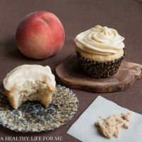 White Peach Cupcakes with Brown Sugar Frosting